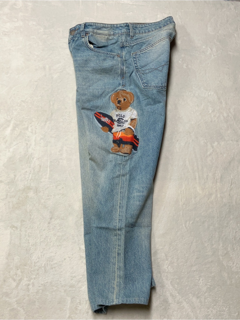 RARE Polo Ralph‎ Lauren Jeans Mens Fit 30x28 Polo Bear Hit Embroidered Y2K